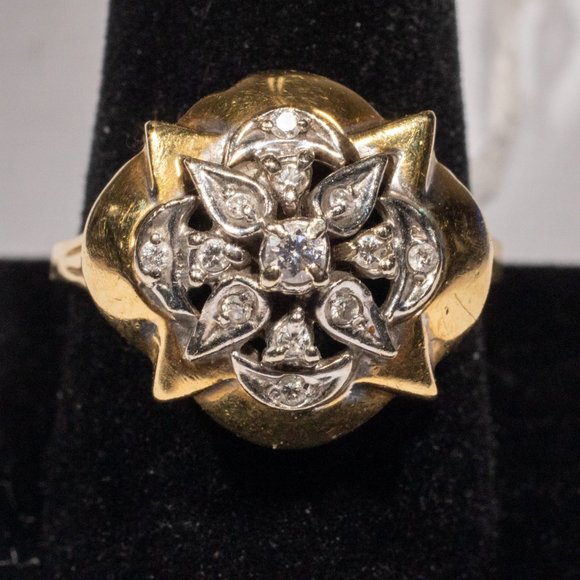14k jumbo yg diamond statement/cocktail ring